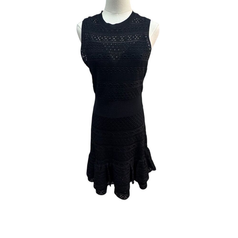 EUC Ted Baker Women's Black Lace Flared Knee Length Dress Size 2